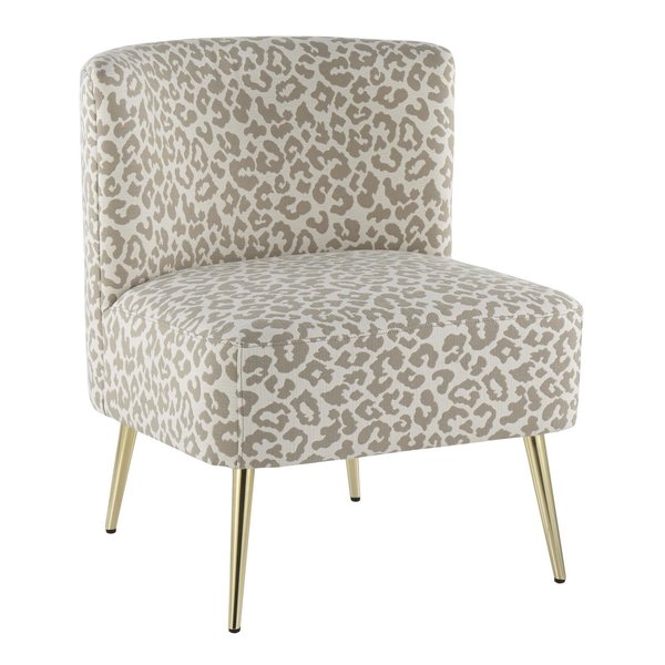 Lumisource Fran Slipper Chair in Gold Steel and Tan Leopard Fabric CH-FRANLEP AUTN